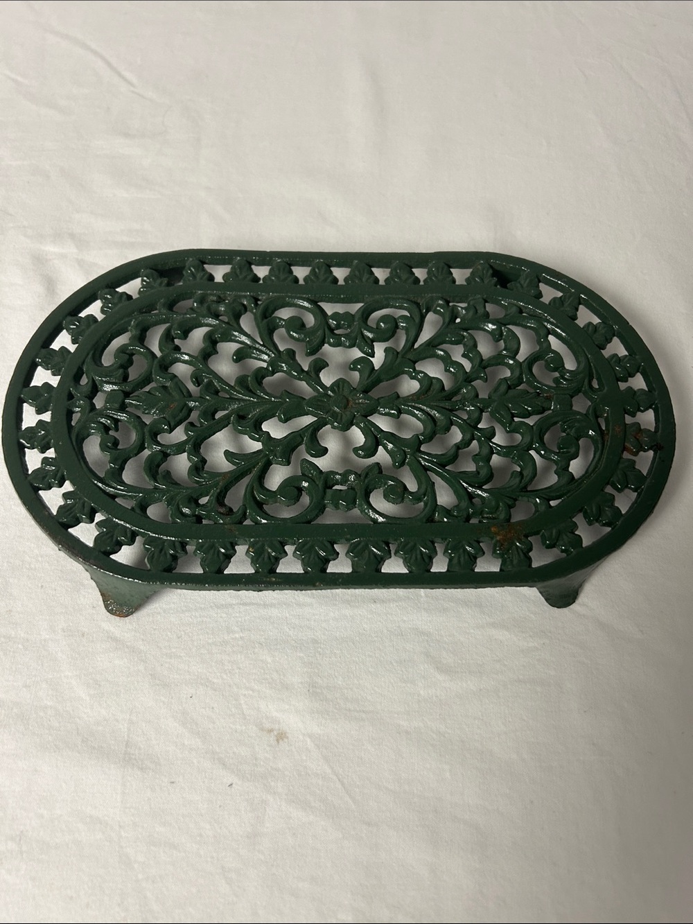 Decorative Cast Iron Trivet - Dark Green